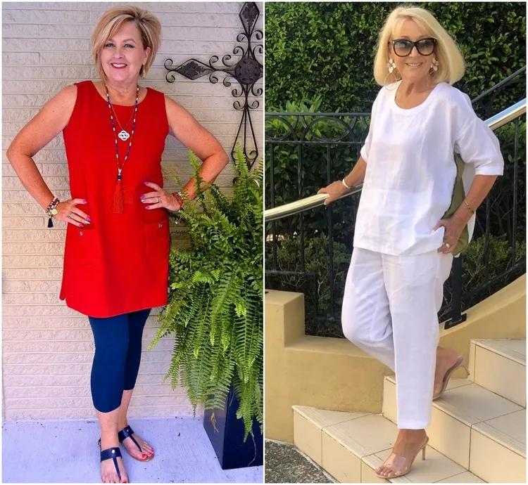 straight pants and leggings outfits for 50 year old women summer fashion trends