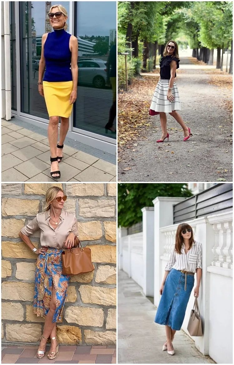 trendy summer outfits for 50 year old women with skirts