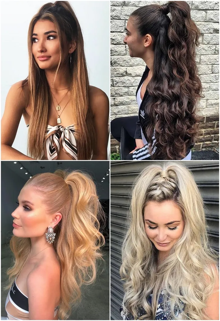 trendy half up half down hairstyles with ponytails