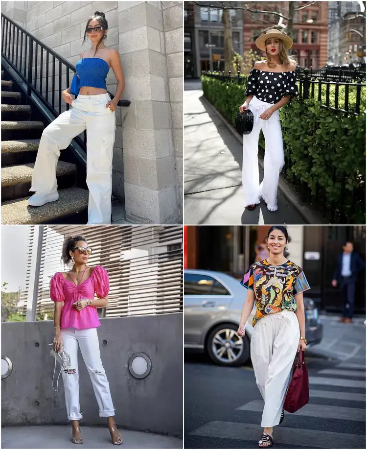 what colors go well with white pants