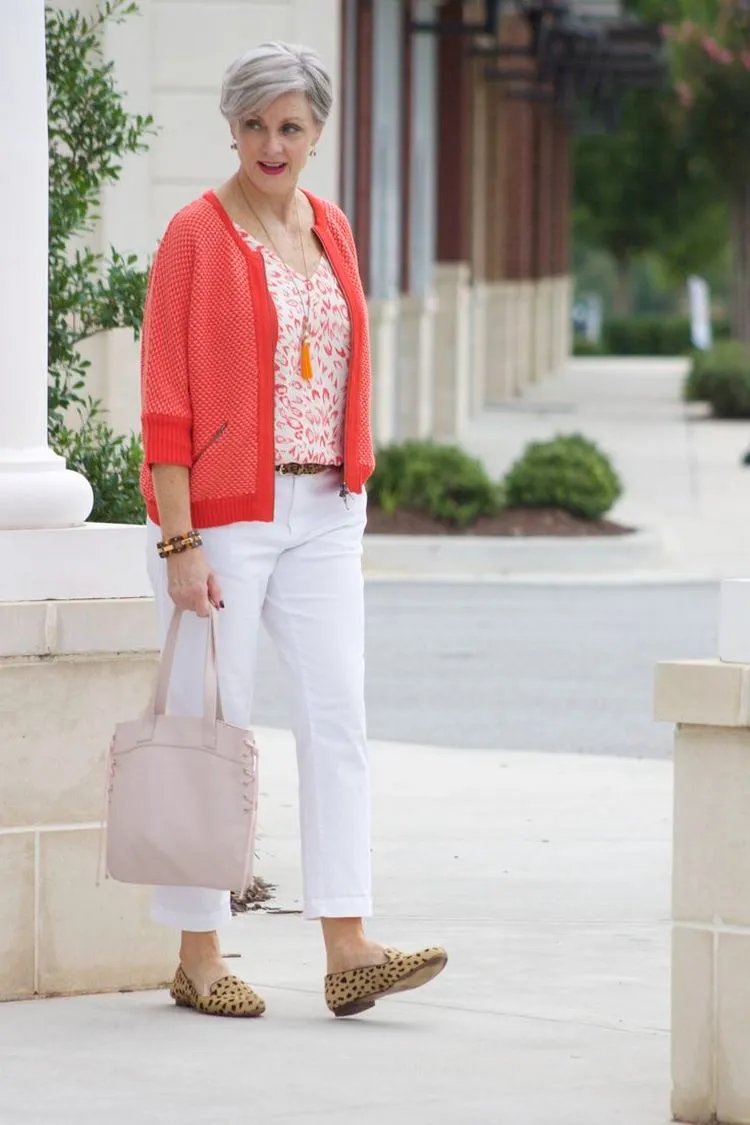 white jeans t shirt and cardigan casual chic outfits for women over 50