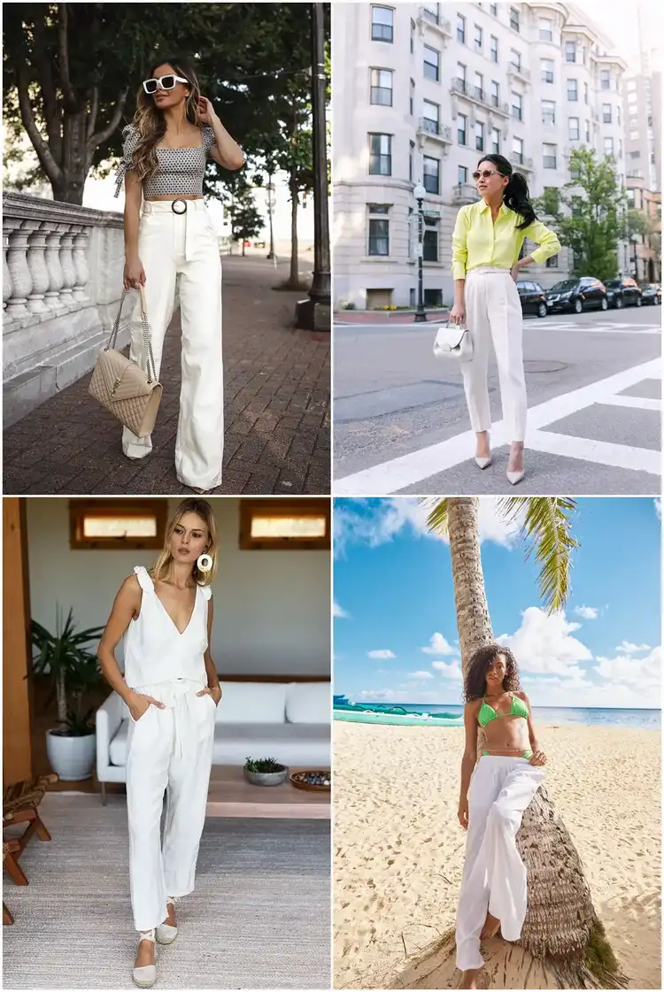 white linen pants outfits summer 2023 trends