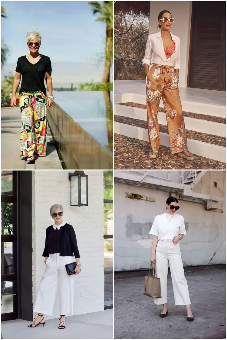 wide leg pants 2023 casual summer outfits for 50 year old women
