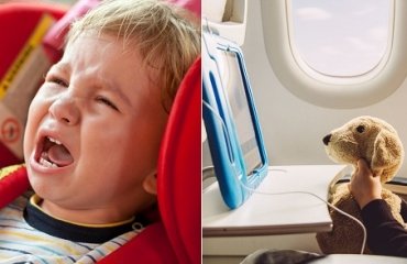 baby cries on plane they fell unhappy because of changes of the pressure