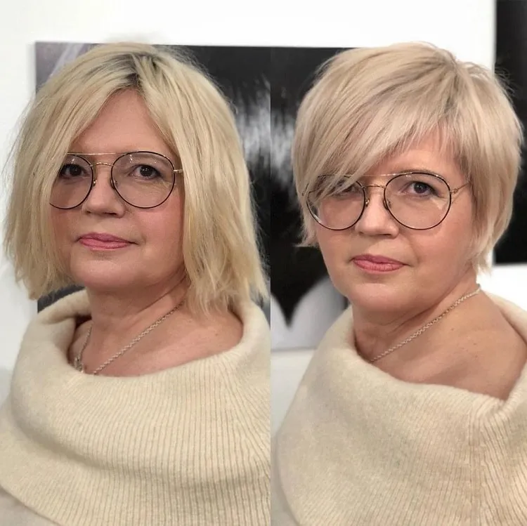bangs for older women with square face