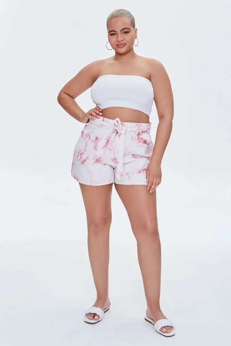 belted floral shorts for curvy figures