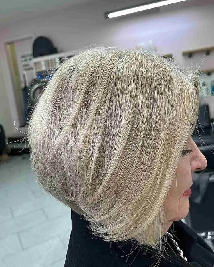 blonde concave bob for women 70 and over