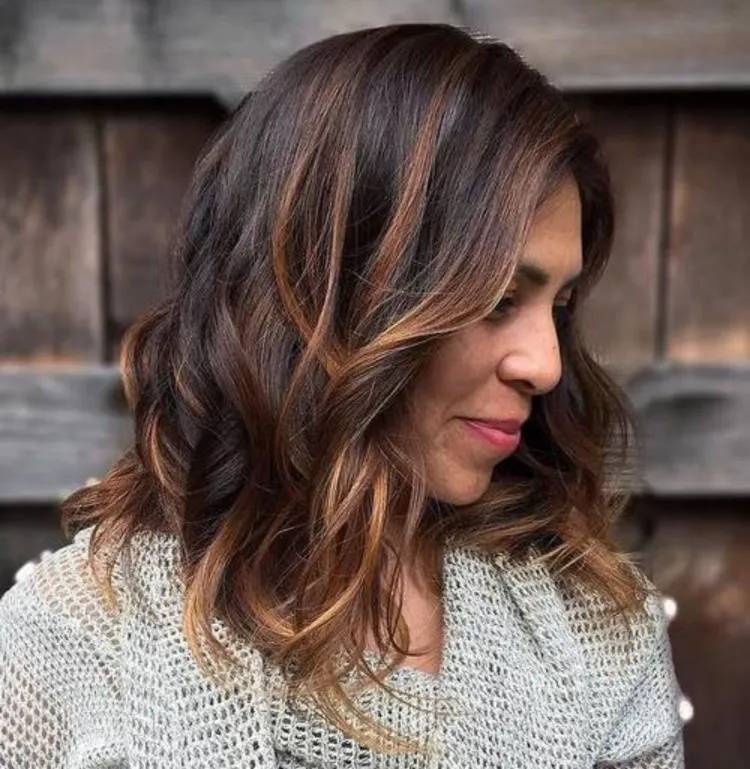 brown or caramel balayage idea for women over 50 balayage hair color for mature women