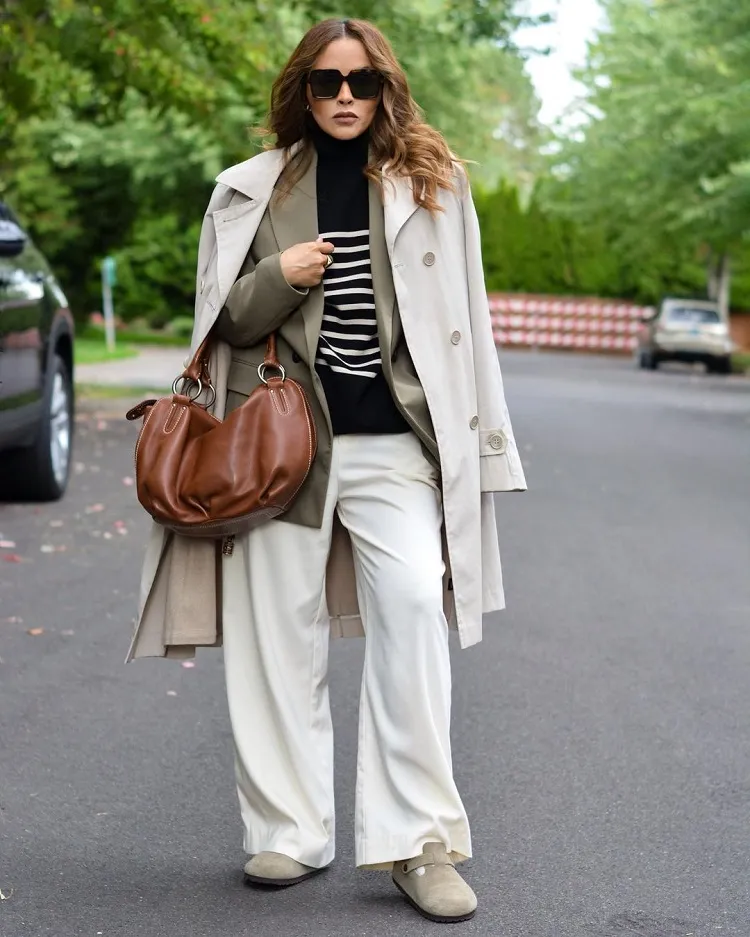 chic outfit inspo style birkenstock clogs professional work look