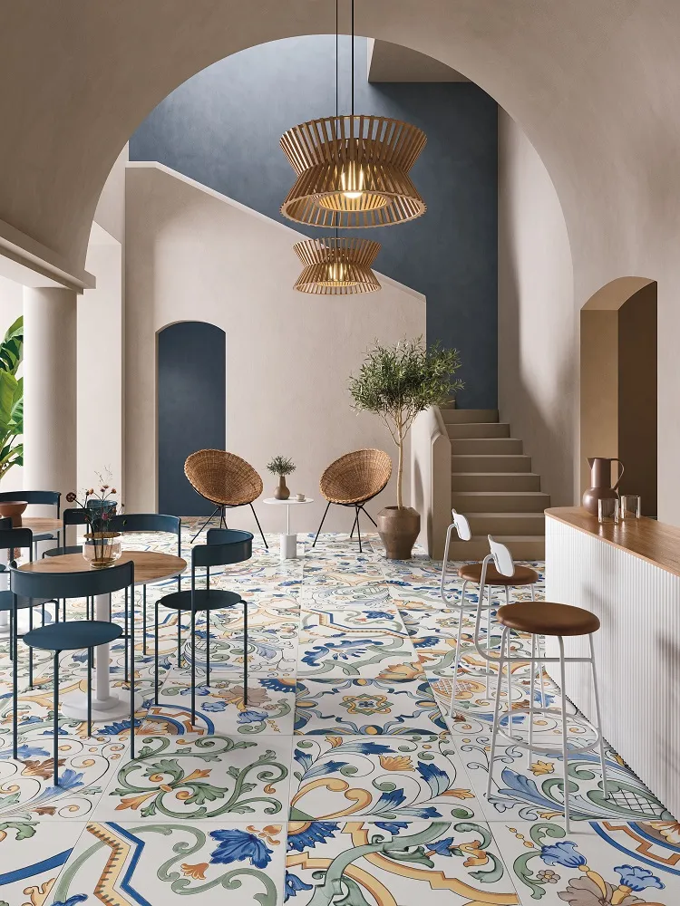 colorful hand painted azulejo portuguese tiles bar restaurant cafe hospitality interior design ideas