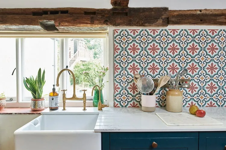 colourful tile work kitchen