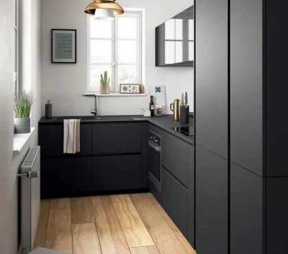 contemporary kitchen design in black minimalist style