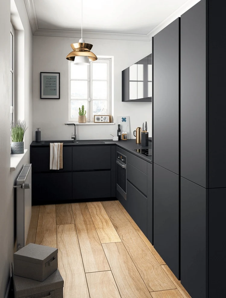contemporary kitchen design in black minimalist style