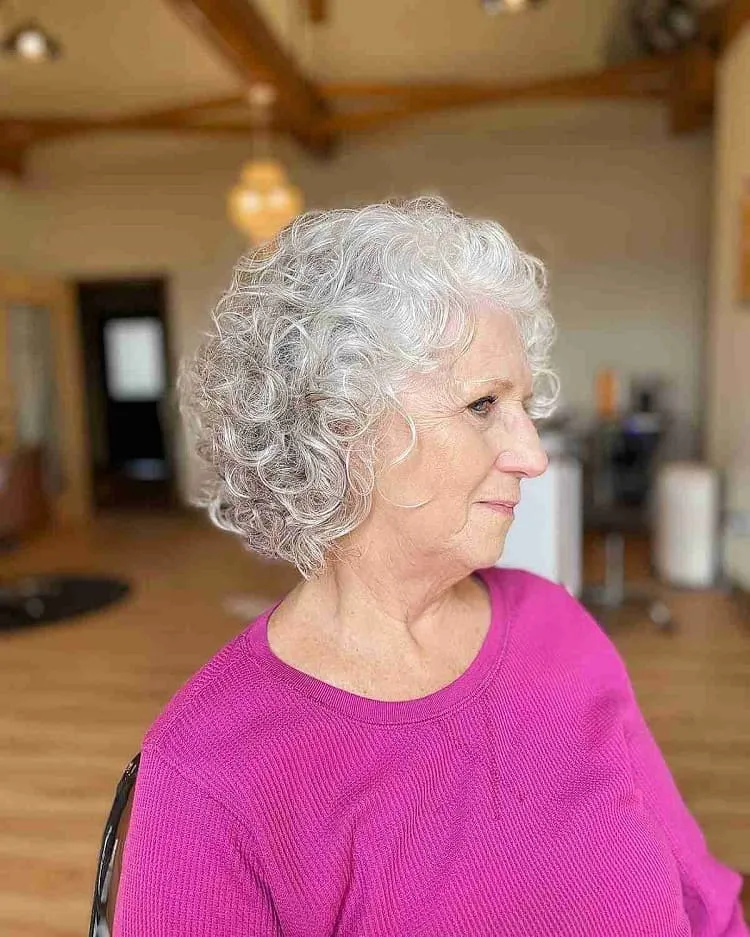 curly bob hairstyle for women over 70
