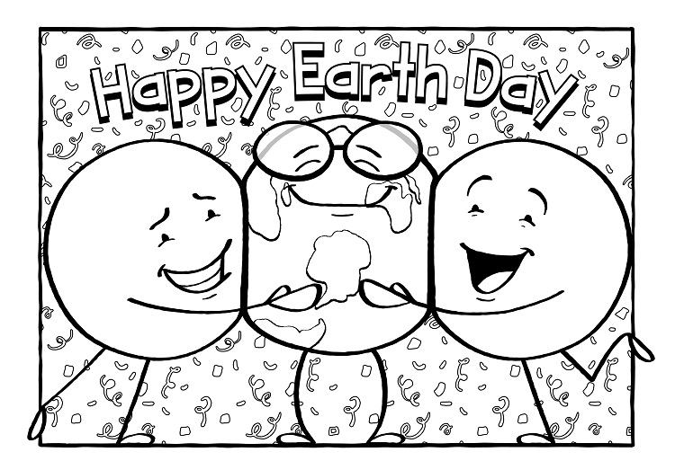 earth day coloring page fun illustration people hugging planet lettering