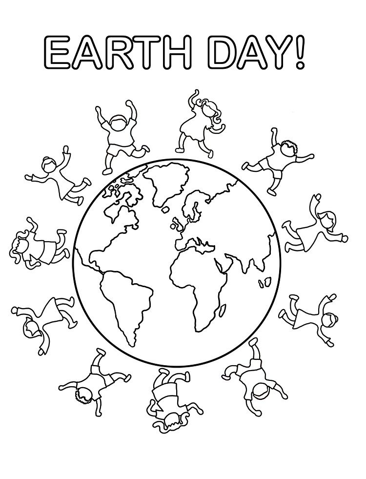 earth day globe coloring book happy children celebrating