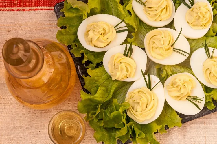 easter vegetable dishes stuffed eggs and green salad