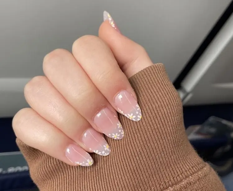 french manicure designs with flowers