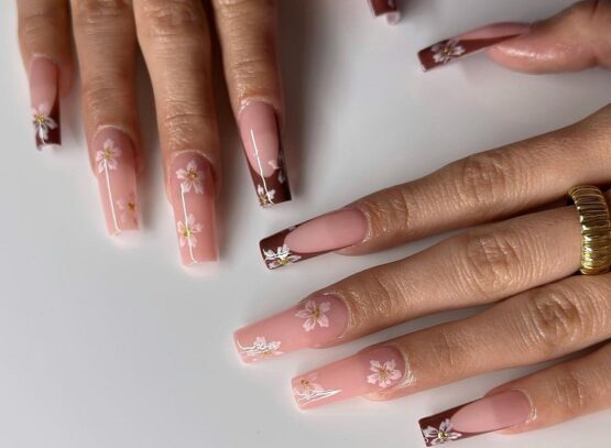 french tips with flowers ideas for spring manicure that will inspire you