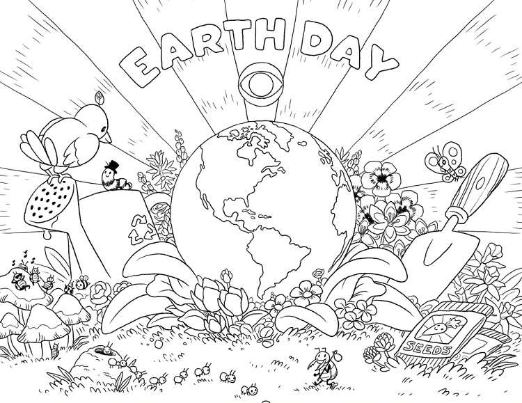 gardening birds flowers nature greenery save the planet earth day coloring page