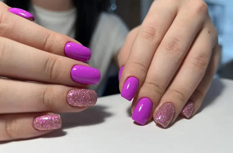 glitter nails 2023 spring purple manicure
