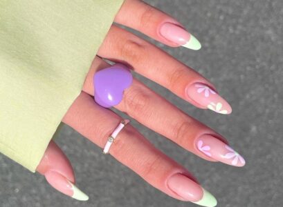 green nails 2023 pastel french manicure spring designs