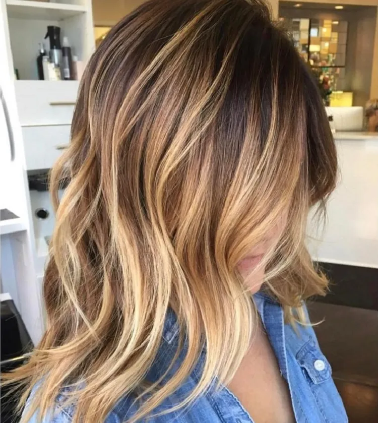 hair colors that soften features warm color balayage