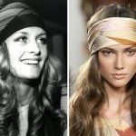 hippie style 70s inspired hairstyle long hair with a hair scarf