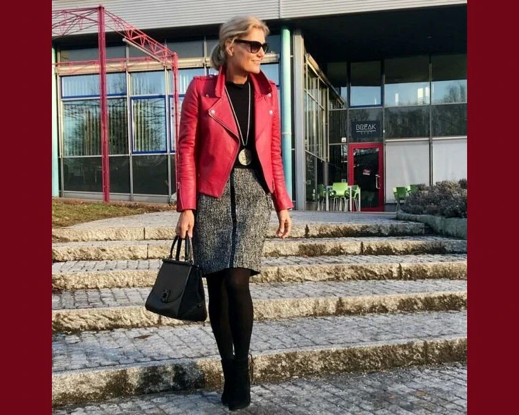 how to wear a leather jacket after 50 red leather jacket winter skirt