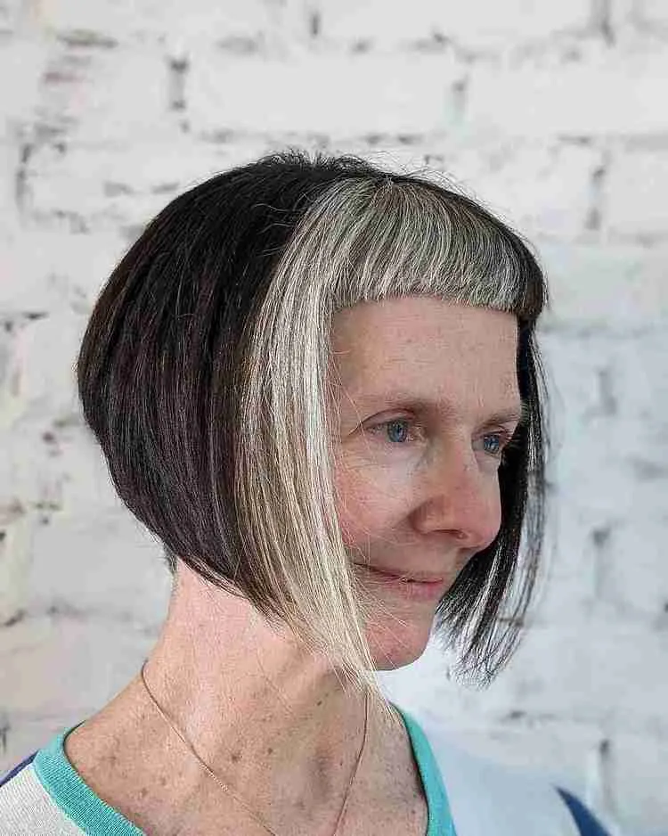 inverted bob with micro blunt bangs for women over 60