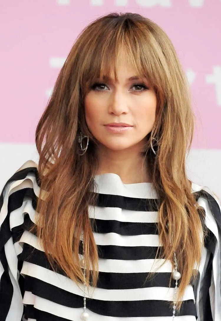 long bangs with waves for square face
