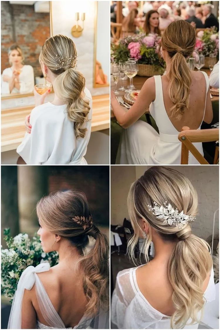 low ponytail wedding hairstyle variations