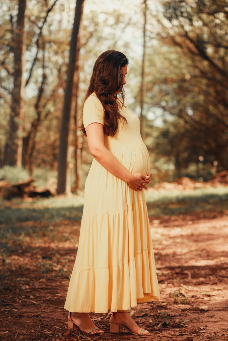 maxi yellow dress for pregnant women