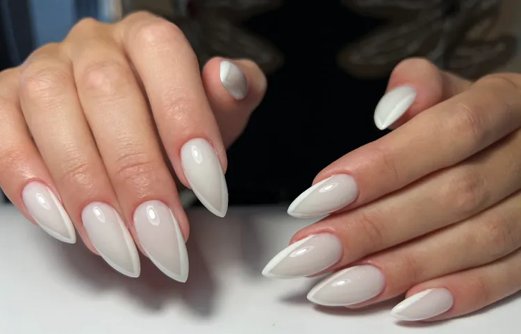 milky white french tips chic classy stiletto nails design