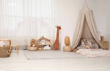 minimalist clean tidy montessori room for 2 year old toddler design