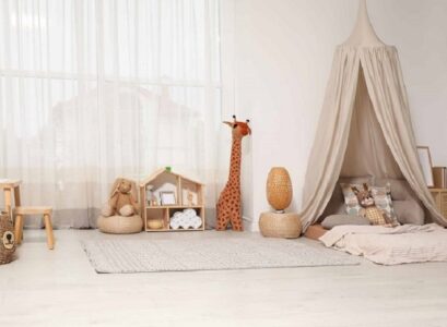 minimalist clean tidy montessori room for 2 year old toddler design