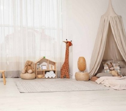 minimalist clean tidy montessori room for 2 year old toddler design