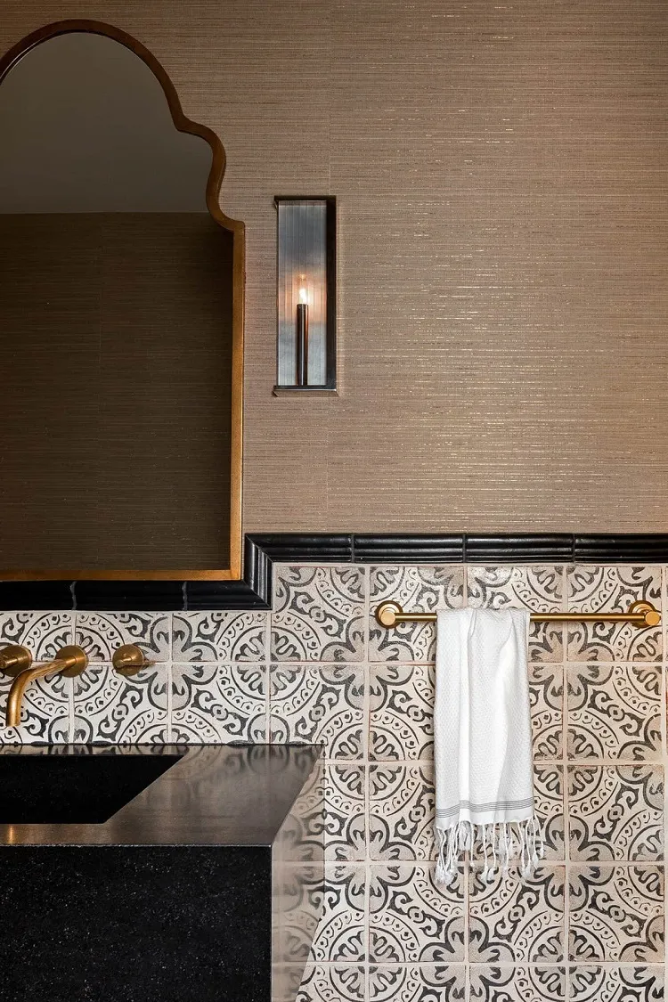 modern black white azulejo portoguese tiles bathroom design