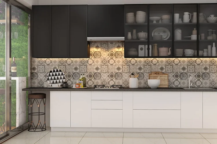 modern kitchen in black and white