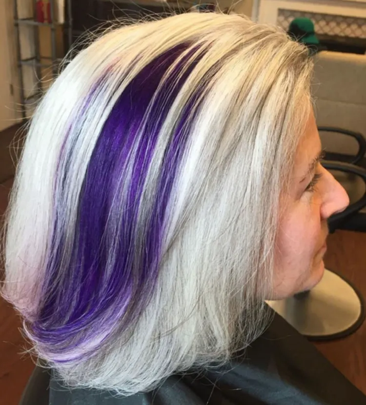 modern purple balayage for women over 50 with medium length hair best balayage hair colors for women over 50