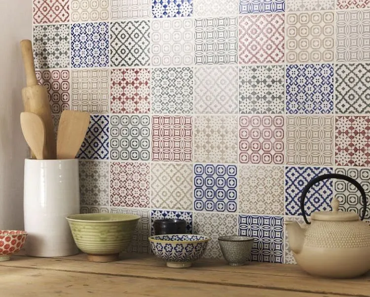 mosaic accent wall vintage kitchen ideas