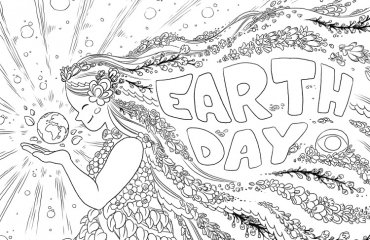nature inspired flower girl spring season earth day coloring page detailed illustration