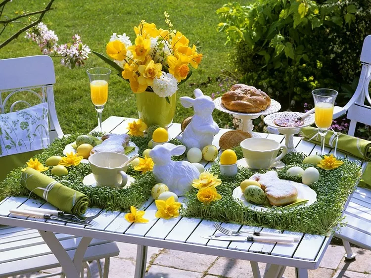 outdoor small easter table setting original grass inspired tablescape