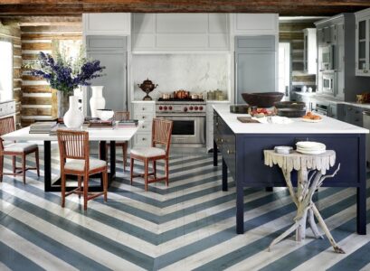 painted floor vintage chairs mid century aesthetic california cool kitchen organic materials