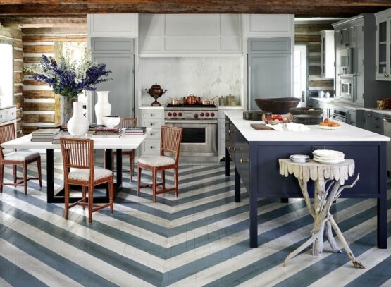 painted floor vintage chairs mid century aesthetic california cool kitchen organic materials
