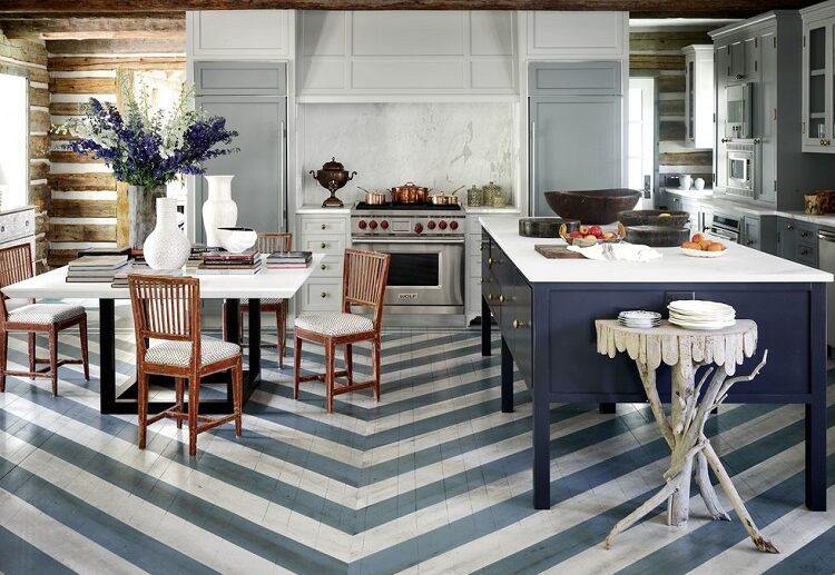 painted floor vintage chairs mid century aesthetic california cool kitchen organic materials