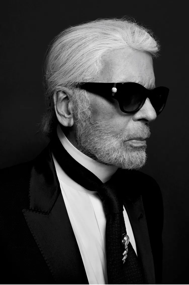 press release karl lagerfeld black and white photograph right profile fashion met gala 2023