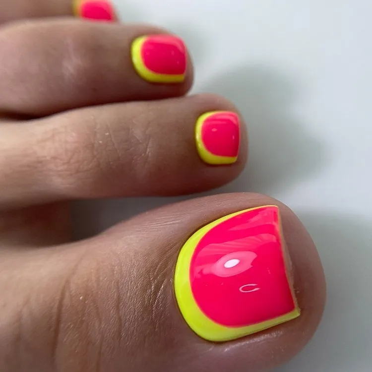 reverse french pedicure neon colors toe nail trends 2023