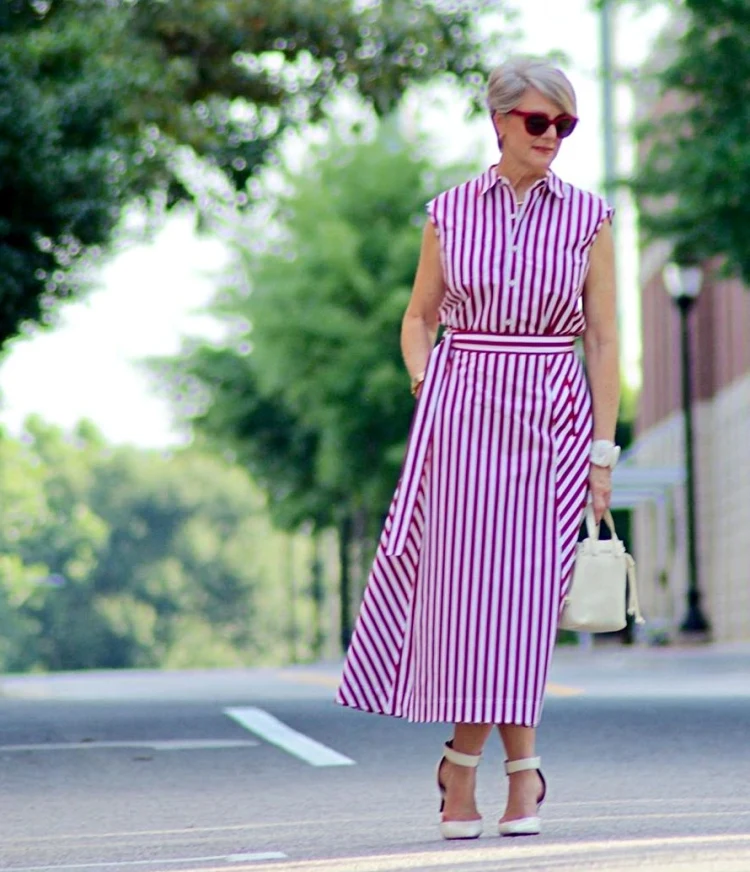 shirt dress striped summer option for women over 70