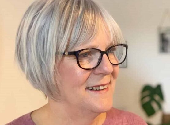 short cut for gray hair with glasses bob haircut for women over 60